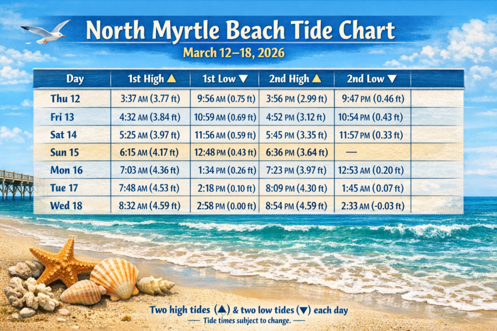 tide chart for North Myrtle Beach South Carolina