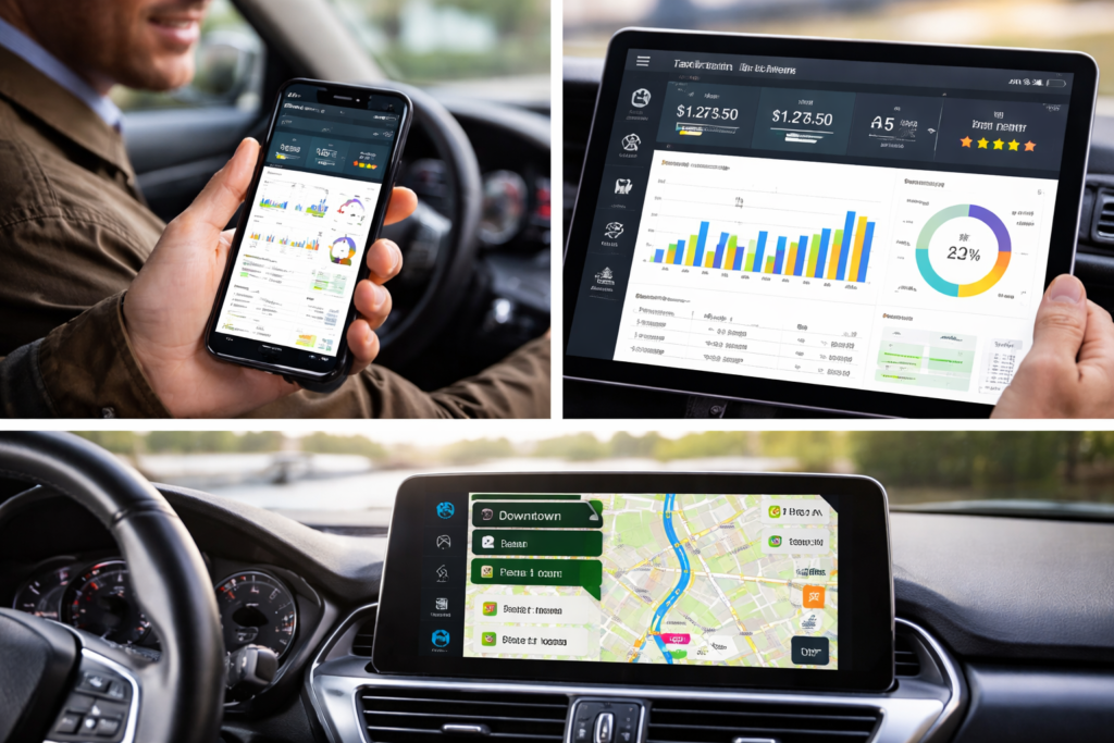 taxi driver information dashboard mobile interface